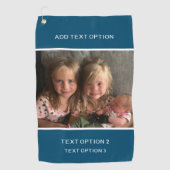 濃い青のパーソナライズされたカスタム写真 ゴルフタオル (正面)