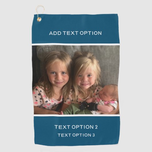 濃い青のパーソナライズされたカスタム写真 ゴルフタオル (正面)