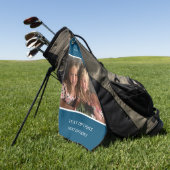 濃い青のパーソナライズされたカスタム写真 ゴルフタオル (グリーン)