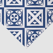 濃い青のブロックジオメトリックパターン 薄葉紙 (詳細)