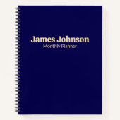 濃い青のレトロボールドセリフデスクネームプレート ノートブック (正面)