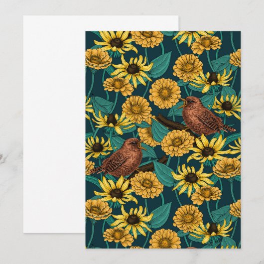 濃い青のレンツと花 (正面/裏面)