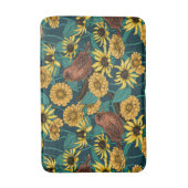 濃い青のレンツと花 バスマット (正面縦)