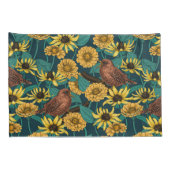 濃い青のレンツと花 枕カバー (裏面-右)