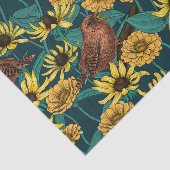 濃い青のレンツと花 薄葉紙 (詳細)