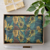 濃い青のレンツと花 薄葉紙 (ギフト)