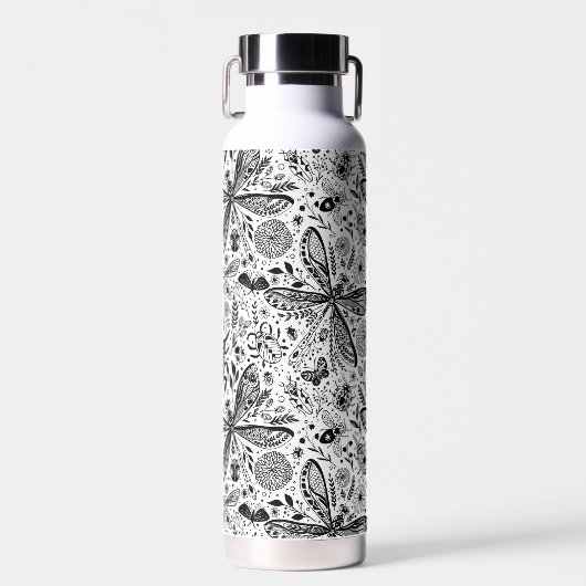 濃い青の上にブクブク虫 ウォーターボトル (正面)