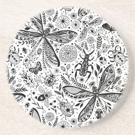 濃い青の上にブクブク虫 コースター (正面)