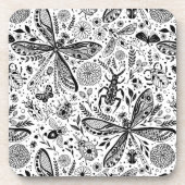 濃い青の上にブクブク虫 コースター (正面)