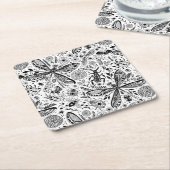 濃い青の上にブクブク虫 スクエアペーパーコースター (アングル)