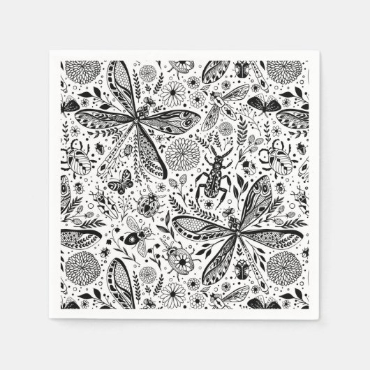 濃い青の上にブクブク虫 スタンダードカクテルナプキン (正面)