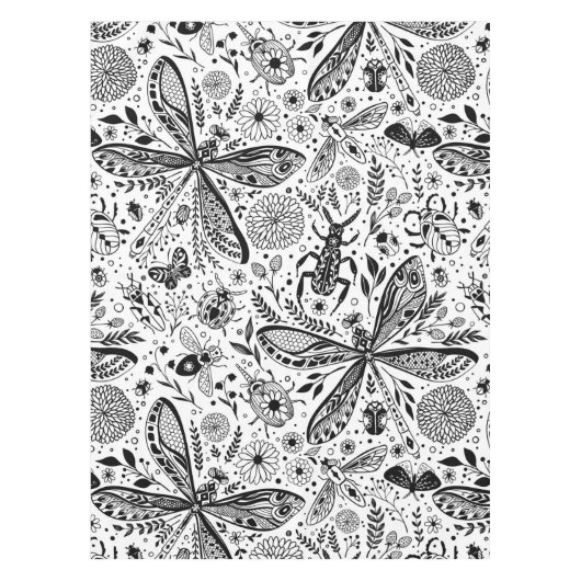 濃い青の上にブクブク虫 テーブルクロス (正面)