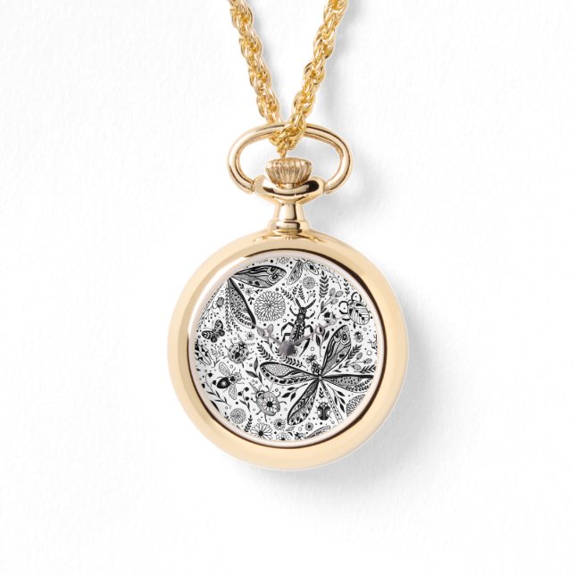 濃い青の上にブクブク虫 腕時計 (正面)