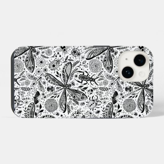 濃い青の上にブクブク虫 iPhoneケース (裏面横)