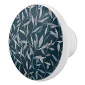 濃い青の上にボタニカル離れウォーターカラーの青い青 セラミックノブ (右)