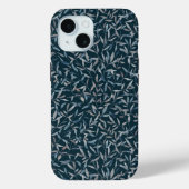 濃い青の上にボタニカル離れウォーターカラーの青い青 Case-Mate iPhoneケース (裏面)