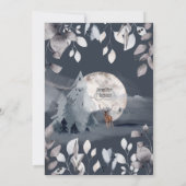 濃い青の冬のムーンスタッグ水のカラーランタン 招待状 (裏面)