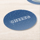 濃い青の冬の夜 ラウンドペーパーコースター (アングル)