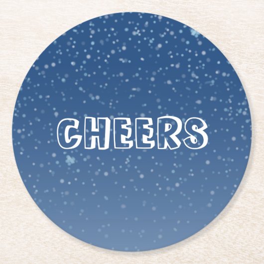 濃い青の冬の夜 ラウンドペーパーコースター (正面)