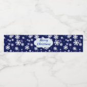 濃い青の地面に青と白の雪の結晶 ペットボトルラベル (シングルラベル)