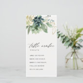 濃い青の多肉質シーティンググラフテーブル番号 サンキューカード (スタンド正面)