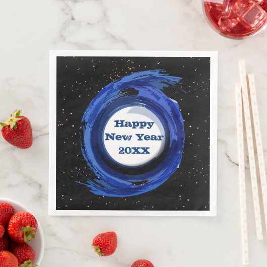 濃い青の夜にペイントされた、ハッピー ニュー イヤー 20xx (インサイチュ)