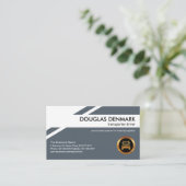 濃い青の幾何学層金ゴールドトラック輸送 名刺 (スタンド正面)