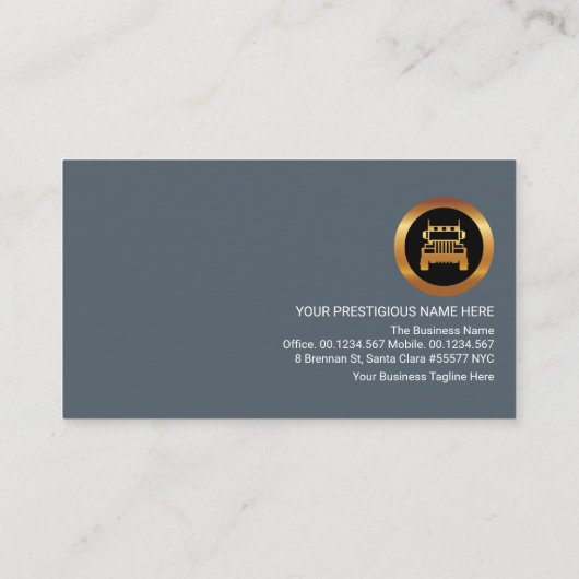 濃い青の幾何学層金ゴールドトラック輸送 名刺 (裏面)