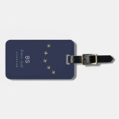 濃い青の慎重な飛行機の旅行識別子 ラゲッジタグ (正面横)