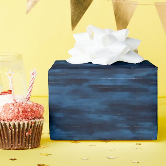 濃い青の抽象的なライン ラッピングペーパー (誕生日パーティー)