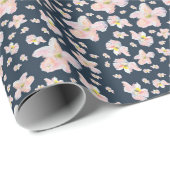 濃い青の春の花 ラッピングペーパー (ロールコーナー)