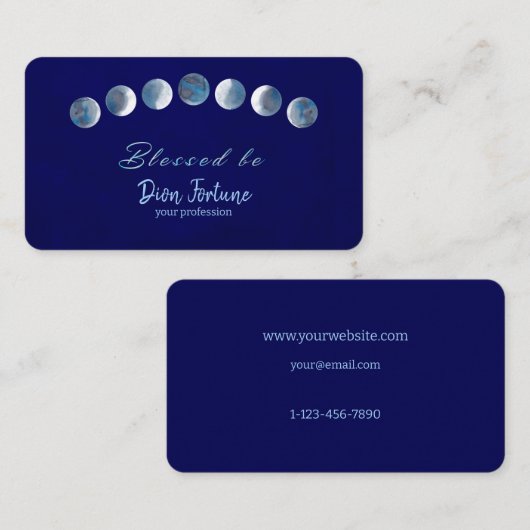 濃い青の月の相賛美相 名刺 (正面/裏面)