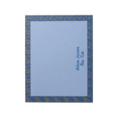 濃い青の模様茶色の天然花 ノートパッド (回転)