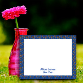 濃い青の模様茶色の天然花 ノートパッド