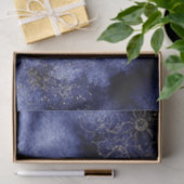 濃い青の水の色と金ゴールド縁花 薄葉紙 (ギフト)