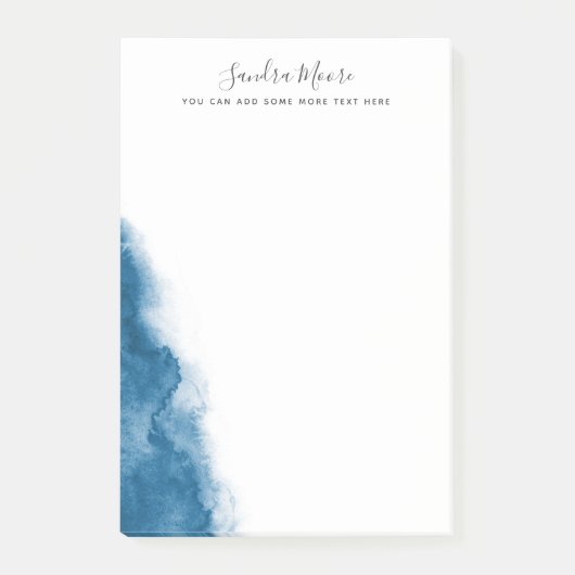濃い青の水色パーソナライズされた名 ポストイット (正面)
