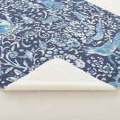 濃い青の白い森の動物冬兎 シェルパブランケット (3/4)