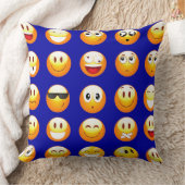 濃い青の絵文字 クッション (ブランケット)