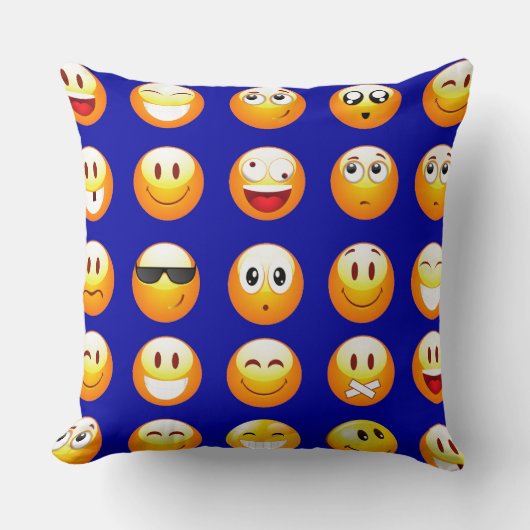 濃い青の絵文字 クッション (正面)
