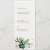 濃い青の緑の多肉株結婚のメニュー メニュー (裏面)