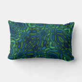 濃い青の緑の装飾模様 ランバークッション (裏面)