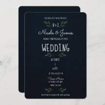 濃い青の緑葉のモダン緑結婚の