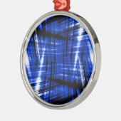 濃い青の縞模様 メタルオーナメント (左)
