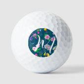 濃い青の繊細な山花。カスタム ゴルフボール (正面)