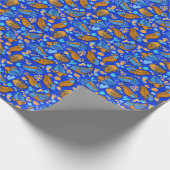 濃い青の背景にトリロビート（子パターン） ラッピングペーパー (角)