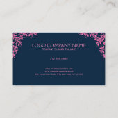 濃い青の背景にピンクの渦巻き模様 名刺 (裏面)