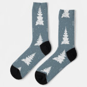 濃い青の背景に冬の白い木 ソックス (左)