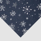 濃い青の背景に白い雪 薄葉紙 (詳細)