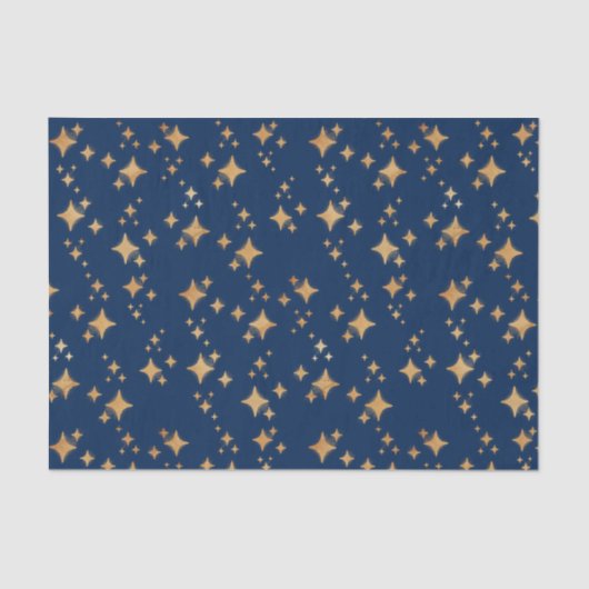 濃い青の背景に金ゴールド星 薄葉紙 (正面)