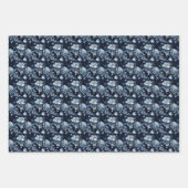 濃い青の背景に青い花 ラッピングペーパーシート (正面)